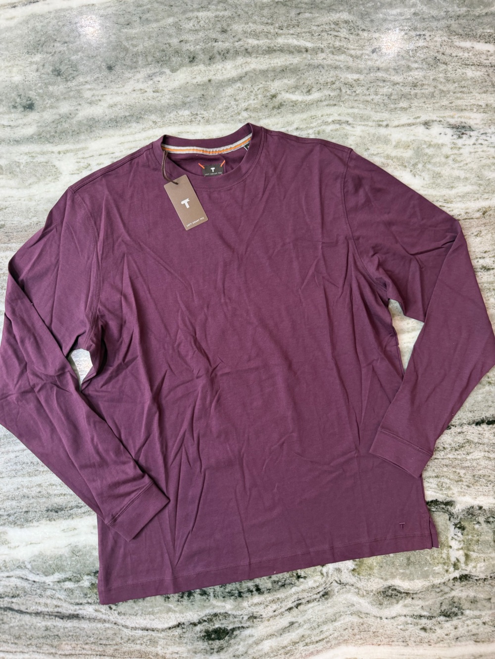 NWT Left Coast Tee Men's Long-Sleeve Crewneck Tee - Plum